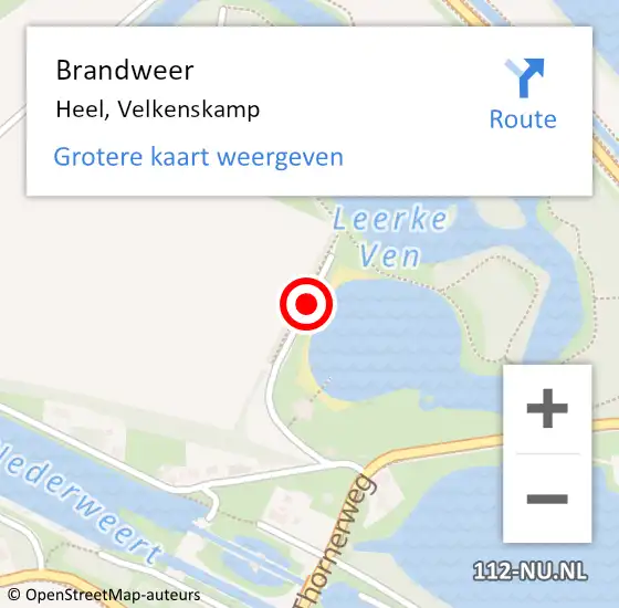 Locatie op kaart van de 112 melding: Brandweer Heel, Velkenskamp op 19 juli 2020 15:01