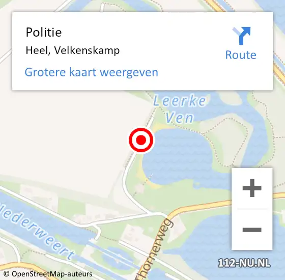 Locatie op kaart van de 112 melding: Politie Heel, Velkenskamp op 19 juli 2020 15:01