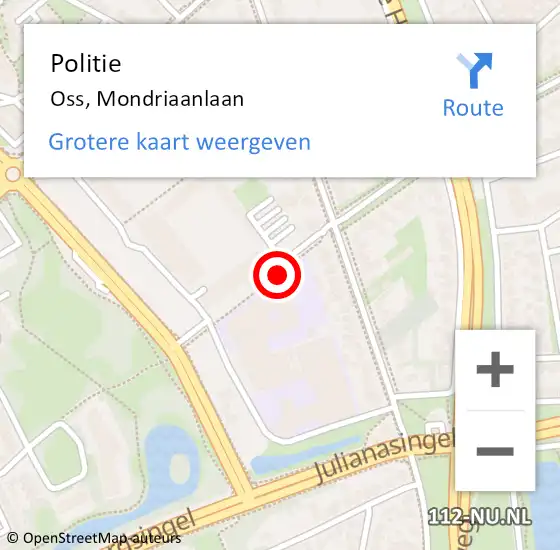 Locatie op kaart van de 112 melding: Politie Oss, Mondriaanlaan op 19 juli 2020 15:08