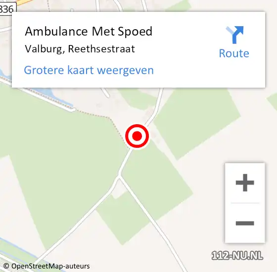 Locatie op kaart van de 112 melding: Ambulance Met Spoed Naar Valburg, Reethsestraat op 19 juli 2020 15:39