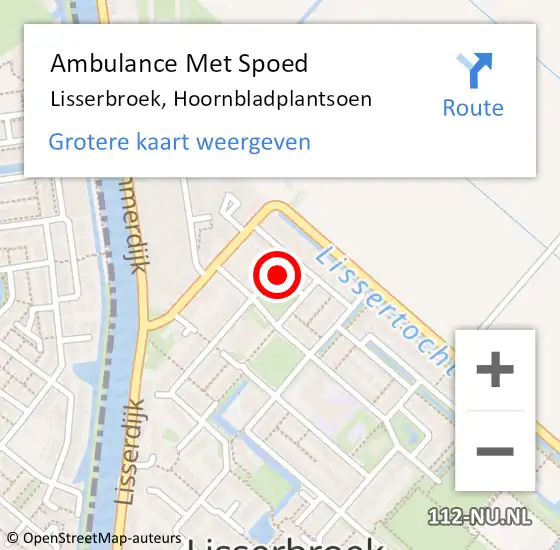 Locatie op kaart van de 112 melding: Ambulance Met Spoed Naar Lisserbroek, Hoornbladplantsoen op 19 juli 2020 15:54