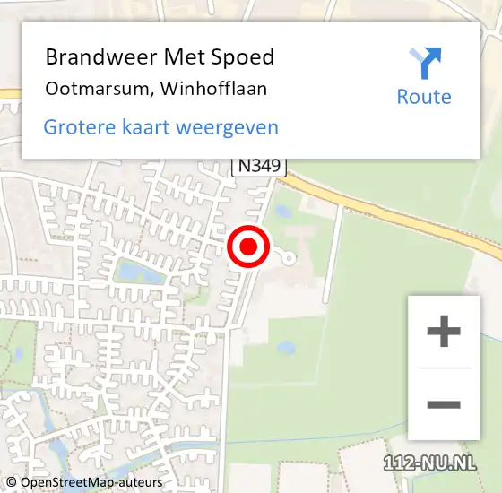 Locatie op kaart van de 112 melding: Brandweer Met Spoed Naar Ootmarsum, Winhofflaan op 19 juli 2020 15:59