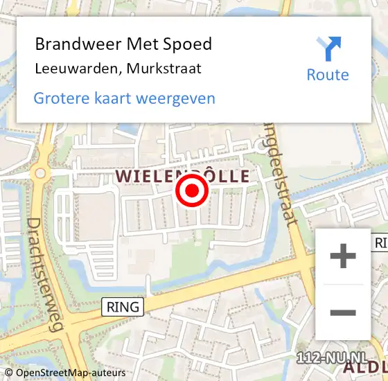 Locatie op kaart van de 112 melding: Brandweer Met Spoed Naar Leeuwarden, Murkstraat op 19 juli 2020 16:28