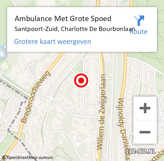 Locatie op kaart van de 112 melding: Ambulance Met Grote Spoed Naar Santpoort-Zuid, Charlotte De Bourbonlaan op 19 juli 2020 17:03