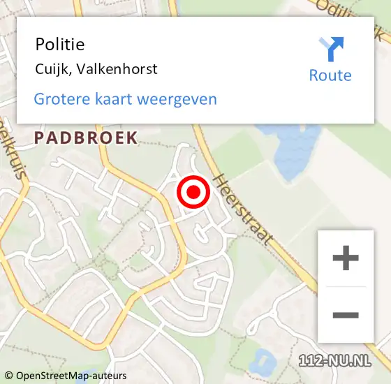 Locatie op kaart van de 112 melding: Politie Cuijk, Valkenhorst op 19 juli 2020 19:24