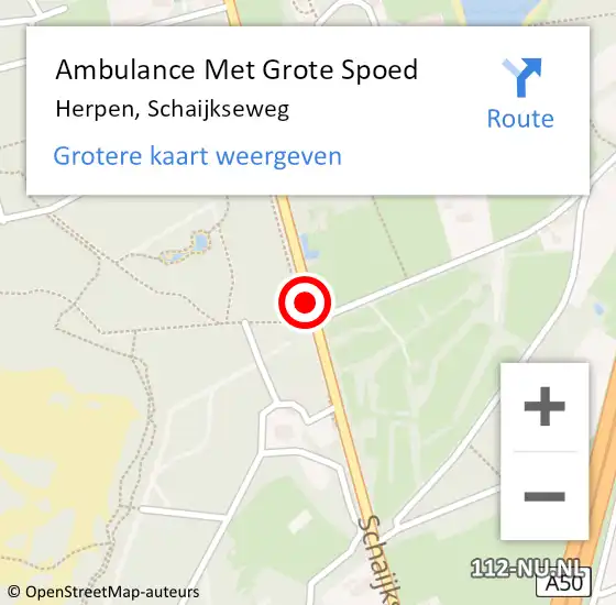 Locatie op kaart van de 112 melding: Ambulance Met Grote Spoed Naar Herpen, Schaijkseweg op 19 juli 2020 20:01
