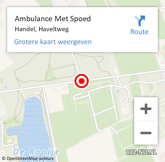 Locatie op kaart van de 112 melding: Ambulance Met Spoed Naar Handel, Haveltweg op 19 juli 2020 20:45