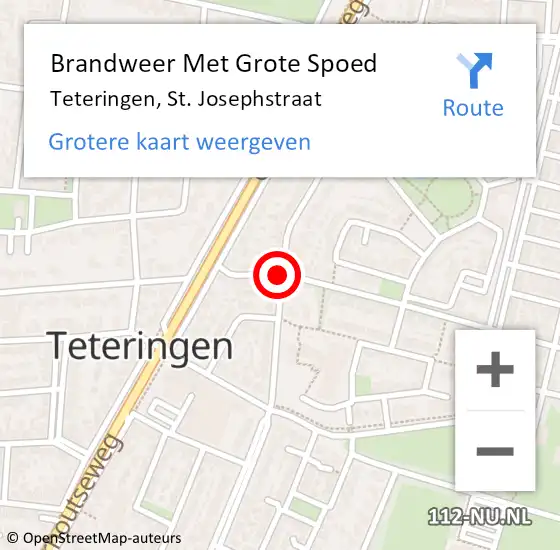 Locatie op kaart van de 112 melding: Brandweer Met Grote Spoed Naar Teteringen, St. Josephstraat op 19 juli 2020 21:16