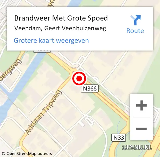 Locatie op kaart van de 112 melding: Brandweer Met Grote Spoed Naar Veendam, Geert Veenhuizenweg op 19 juli 2020 22:49