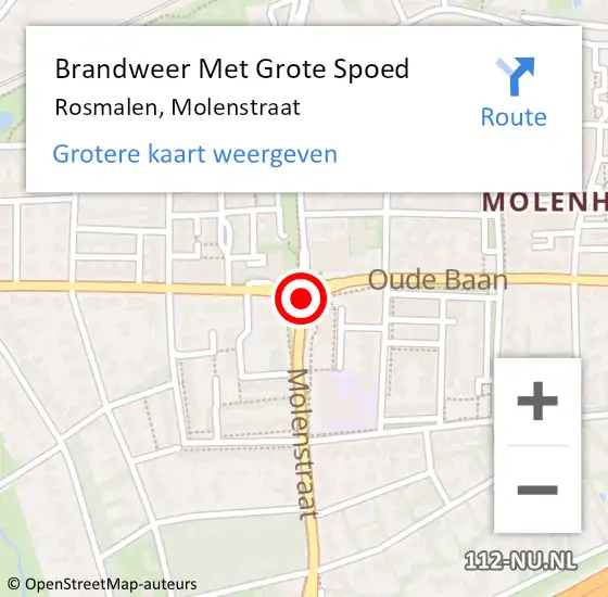 Locatie op kaart van de 112 melding: Brandweer Met Grote Spoed Naar Rosmalen, Molenstraat op 19 juli 2020 23:49