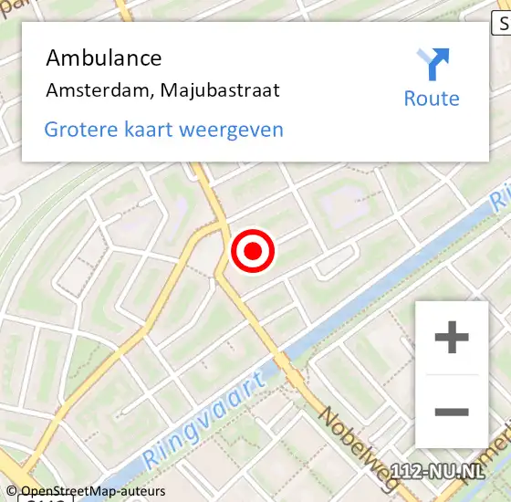 Locatie op kaart van de 112 melding: Ambulance Amsterdam, Majubastraat op 20 juli 2020 01:07