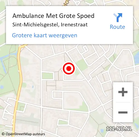 Locatie op kaart van de 112 melding: Ambulance Met Grote Spoed Naar Sint-Michielsgestel, Irenestraat op 20 juli 2020 06:06