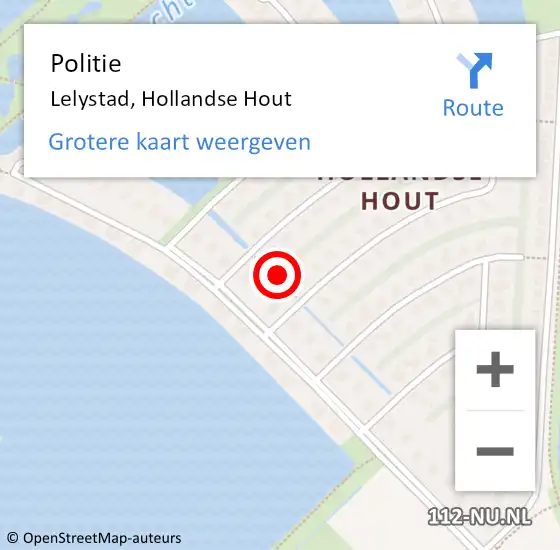 Locatie op kaart van de 112 melding: Politie Lelystad, Hollandse Hout op 20 juli 2020 09:14