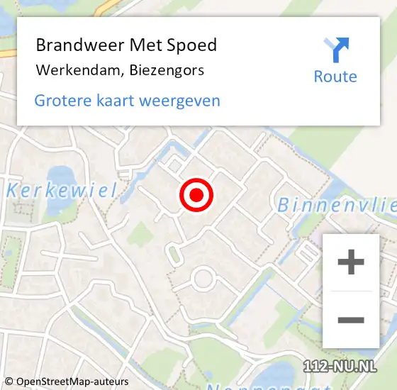 Locatie op kaart van de 112 melding: Brandweer Met Spoed Naar Werkendam, Biezengors op 20 juli 2020 09:45