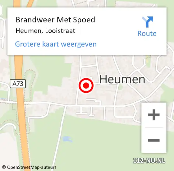 Locatie op kaart van de 112 melding: Brandweer Met Spoed Naar Heumen, Looistraat op 1 oktober 2013 17:50