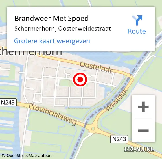 Locatie op kaart van de 112 melding: Brandweer Met Spoed Naar Schermerhorn, Oosterweidestraat op 20 juli 2020 10:45