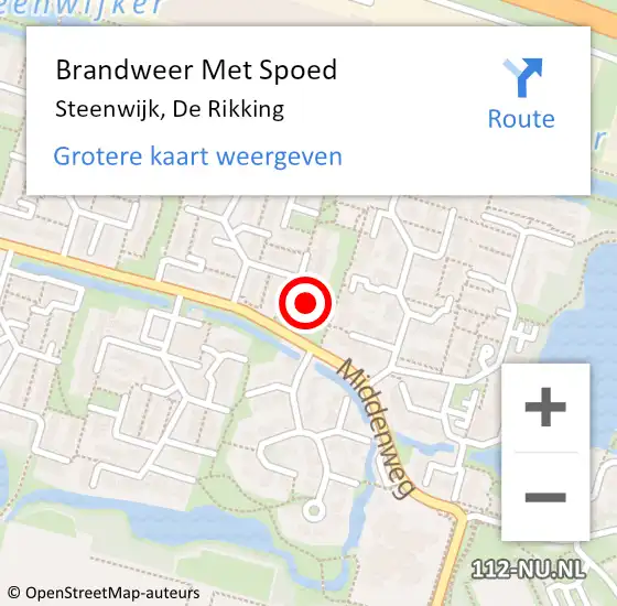 Locatie op kaart van de 112 melding: Brandweer Met Spoed Naar Steenwijk, De Rikking op 13 mei 2014 08:51