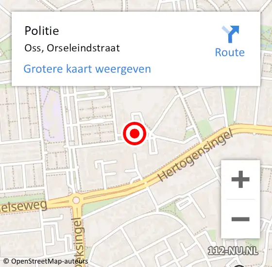 Locatie op kaart van de 112 melding: Politie Oss, Orseleindstraat op 20 juli 2020 11:42