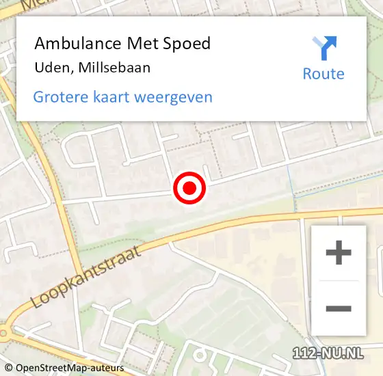 Locatie op kaart van de 112 melding: Ambulance Met Spoed Naar Uden, Millsebaan op 20 juli 2020 12:19