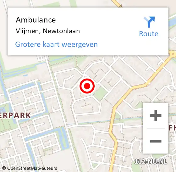 Locatie op kaart van de 112 melding: Ambulance Vlijmen, Newtonlaan op 20 juli 2020 13:42