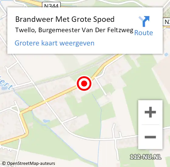 Locatie op kaart van de 112 melding: Brandweer Met Grote Spoed Naar Twello, Burgemeester Van Der Feltzweg op 20 juli 2020 13:47