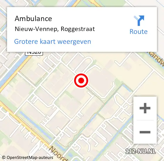 Locatie op kaart van de 112 melding: Ambulance Nieuw-Vennep, Roggestraat op 20 juli 2020 13:48