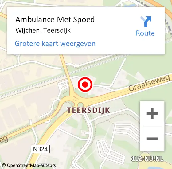 Locatie op kaart van de 112 melding: Ambulance Met Spoed Naar Wijchen, Teersdijk op 20 juli 2020 14:35