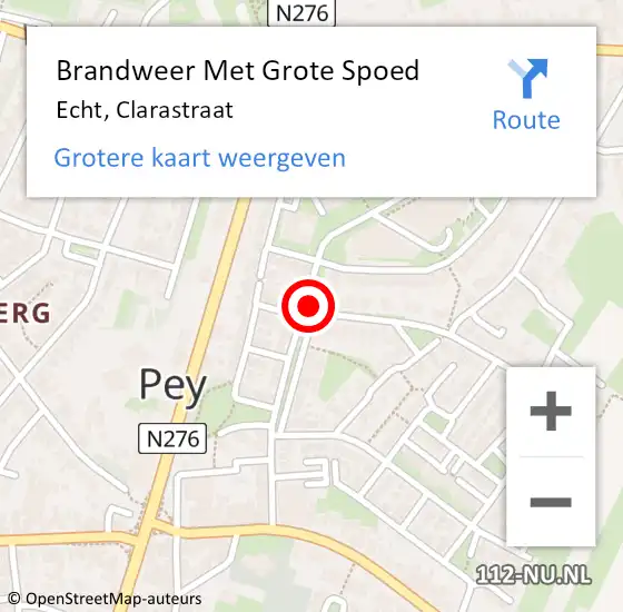 Locatie op kaart van de 112 melding: Brandweer Met Grote Spoed Naar Echt, Clarastraat op 20 juli 2020 14:42