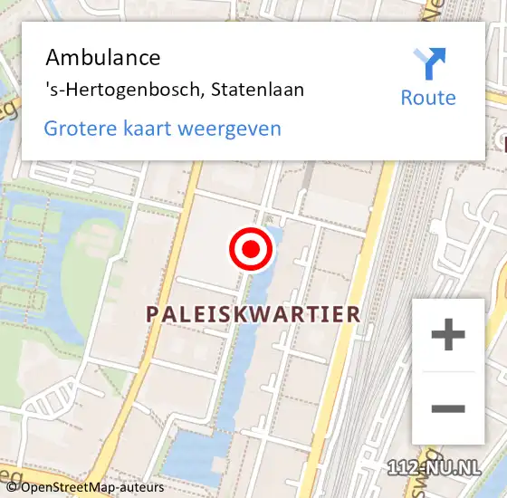 Locatie op kaart van de 112 melding: Ambulance 's-Hertogenbosch, Statenlaan op 20 juli 2020 15:15