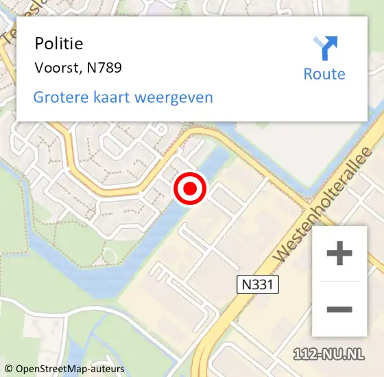 Locatie op kaart van de 112 melding: Politie Voorst, N789 op 20 juli 2020 15:32