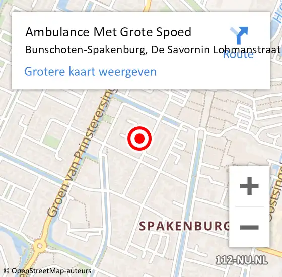 Locatie op kaart van de 112 melding: Ambulance Met Grote Spoed Naar Bunschoten-Spakenburg, De Savornin Lohmanstraat op 20 juli 2020 15:48