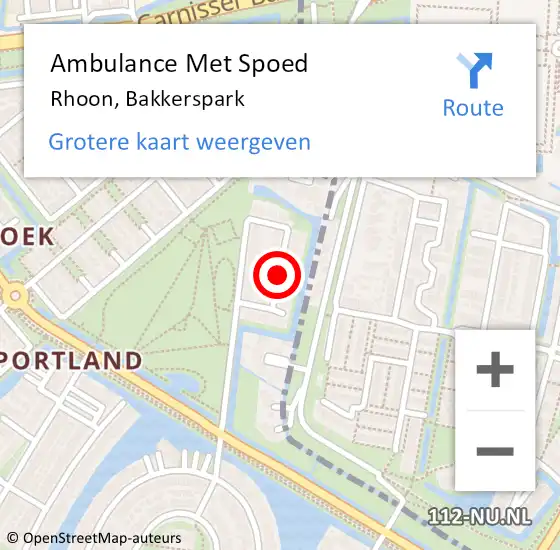 Locatie op kaart van de 112 melding: Ambulance Met Spoed Naar Rhoon, Bakkerspark op 20 juli 2020 19:39