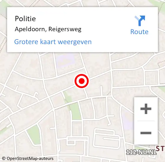 Locatie op kaart van de 112 melding: Politie Apeldoorn, Reigersweg op 20 juli 2020 20:36