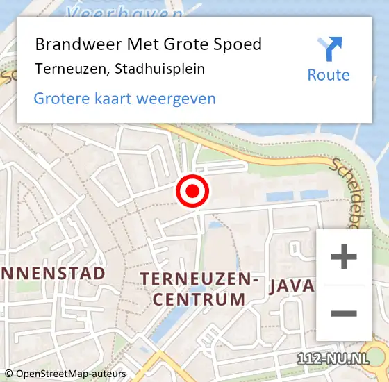 Locatie op kaart van de 112 melding: Brandweer Met Grote Spoed Naar Terneuzen, Stadhuisplein op 20 juli 2020 21:34