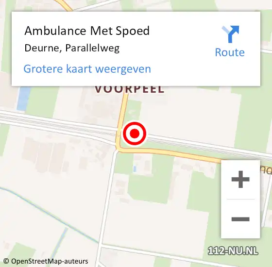 Locatie op kaart van de 112 melding: Ambulance Met Spoed Naar Deurne, Parallelweg op 20 juli 2020 22:18