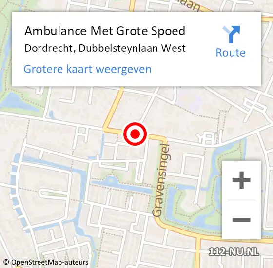 Locatie op kaart van de 112 melding: Ambulance Met Grote Spoed Naar Dordrecht, Dubbelsteynlaan West op 21 juli 2020 00:55