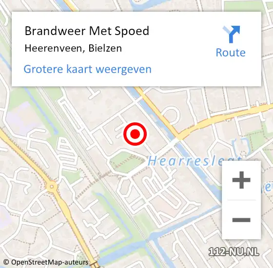 Locatie op kaart van de 112 melding: Brandweer Met Spoed Naar Heerenveen, Bielzen op 21 juli 2020 03:50