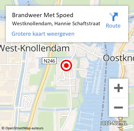Locatie op kaart van de 112 melding: Brandweer Met Spoed Naar Westknollendam, Hannie Schaftstraat op 21 juli 2020 04:00