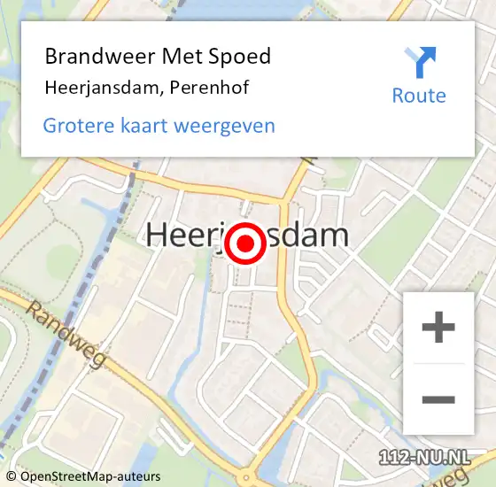 Locatie op kaart van de 112 melding: Brandweer Met Spoed Naar Heerjansdam, Perenhof op 21 juli 2020 05:36