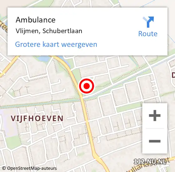 Locatie op kaart van de 112 melding: Ambulance Vlijmen, Schubertlaan op 13 mei 2014 10:15