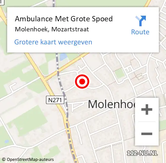 Locatie op kaart van de 112 melding: Ambulance Met Grote Spoed Naar Molenhoek, Mozartstraat op 13 mei 2014 10:16