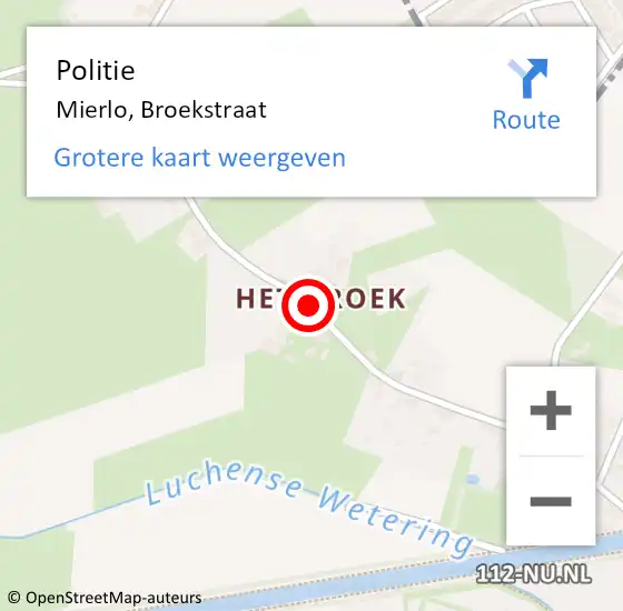 Locatie op kaart van de 112 melding: Politie Mierlo, Broekstraat op 21 juli 2020 07:00