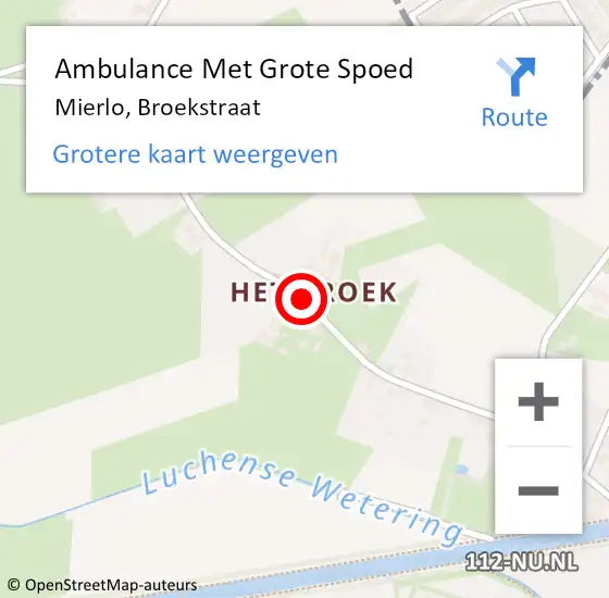 Locatie op kaart van de 112 melding: Ambulance Met Grote Spoed Naar Mierlo, Broekstraat op 21 juli 2020 07:00