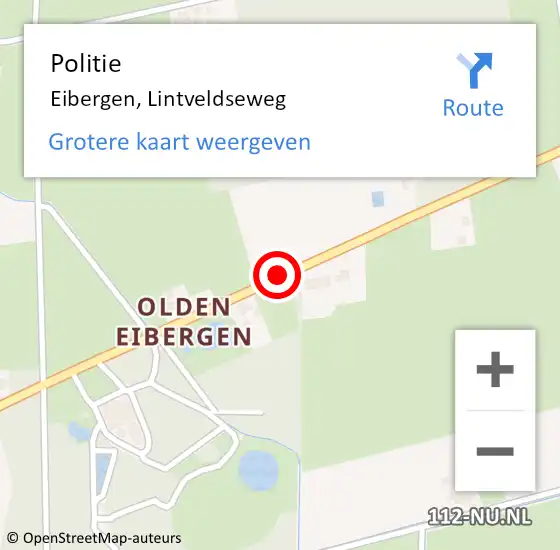 Locatie op kaart van de 112 melding: Politie Eibergen, Lintveldseweg op 21 juli 2020 07:08