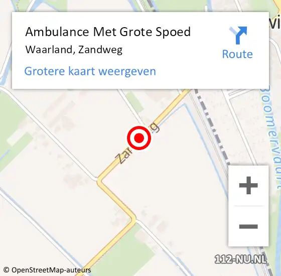 Locatie op kaart van de 112 melding: Ambulance Met Grote Spoed Naar Waarland, Zandweg op 21 juli 2020 07:17