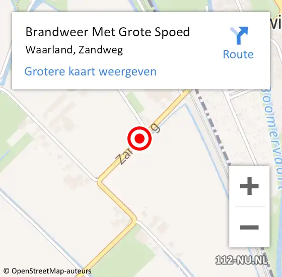 Locatie op kaart van de 112 melding: Brandweer Met Grote Spoed Naar Waarland, Zandweg op 21 juli 2020 07:17
