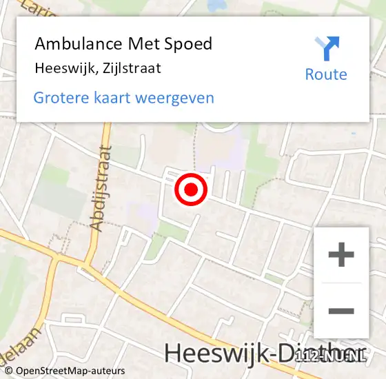 Locatie op kaart van de 112 melding: Ambulance Met Spoed Naar Heeswijk, Zijlstraat op 21 juli 2020 07:21