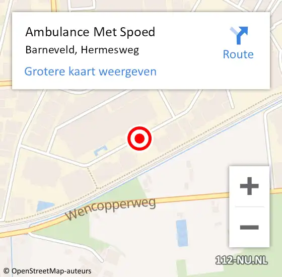 Locatie op kaart van de 112 melding: Ambulance Met Spoed Naar Barneveld, Hermesweg op 21 juli 2020 08:16