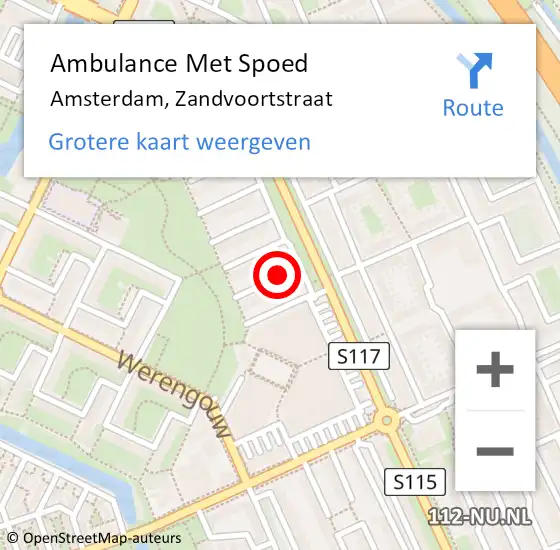 Locatie op kaart van de 112 melding: Ambulance Met Spoed Naar Amsterdam, Zandvoortstraat op 21 juli 2020 10:07