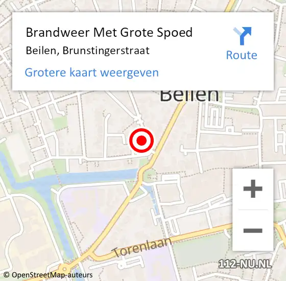 Locatie op kaart van de 112 melding: Brandweer Met Grote Spoed Naar Beilen, Brunstingerstraat op 1 oktober 2013 18:05